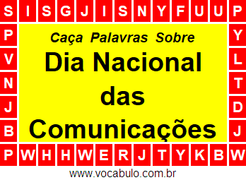 Caça Palavras Dia Nacional das Comunicações