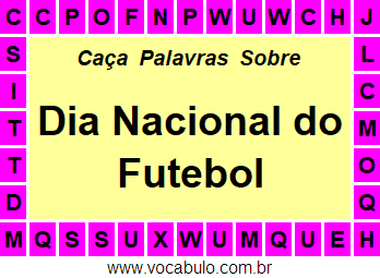 Caça Palavras Dia Nacional do Futebol